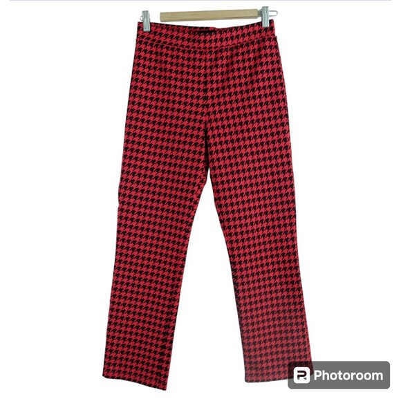 Sanctuary Pants Women Sz M Houndstooth High Rise Crop Straight Retro 70s - Picture 2 of 12